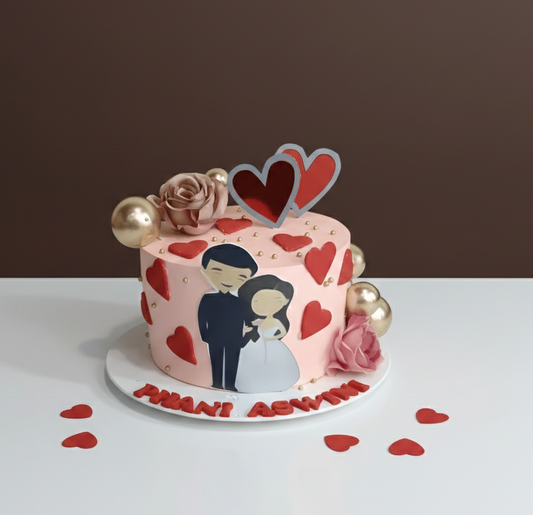Blushing Hearts Couple Cake
