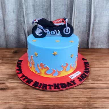 Fiery Bike Themed Dream Cake