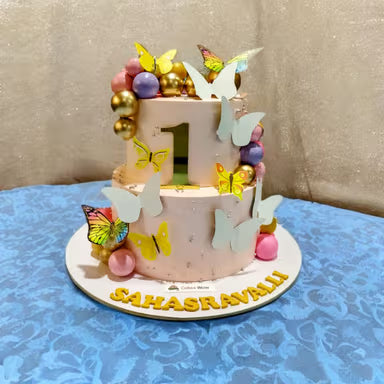 Golden Flutter Butterfly Cake