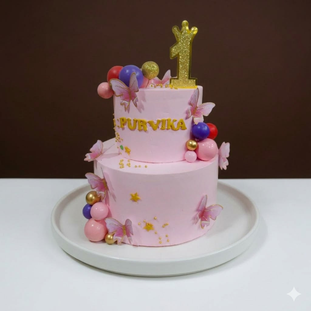 Pink Butterfly Birthday Cake