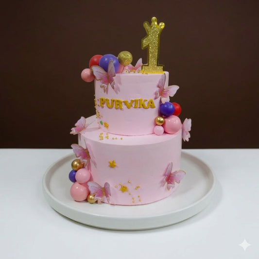Pink Butterfly Birthday Cake