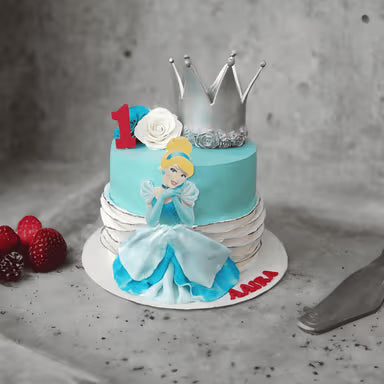 Cinderella Crown Theme Cake