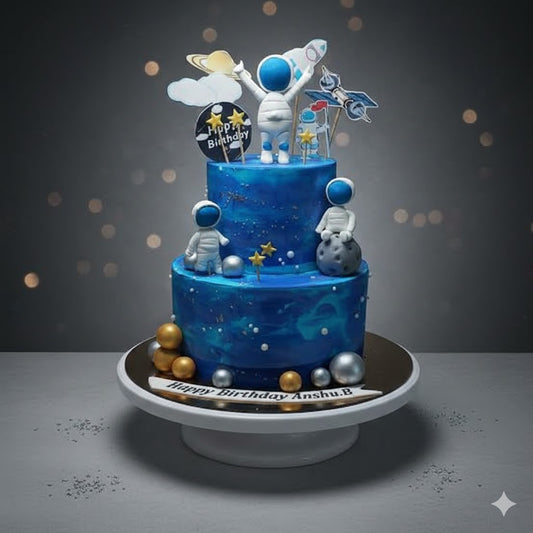 Nebula Blue Astronaut Trio Cake