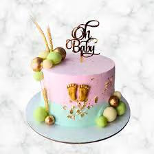 Pastel Two-Tone Baby Shower Cake