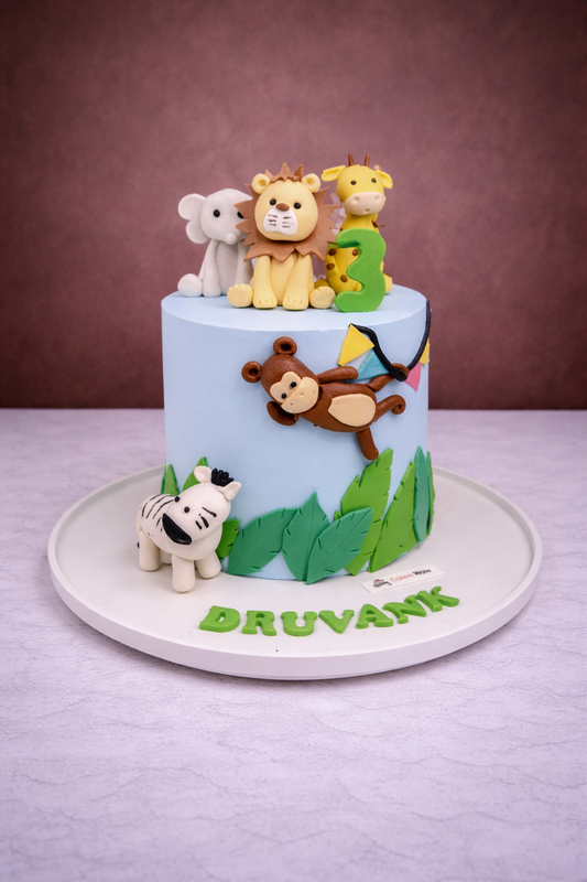 Cute Jungle Safari Kids Birthday Cake
