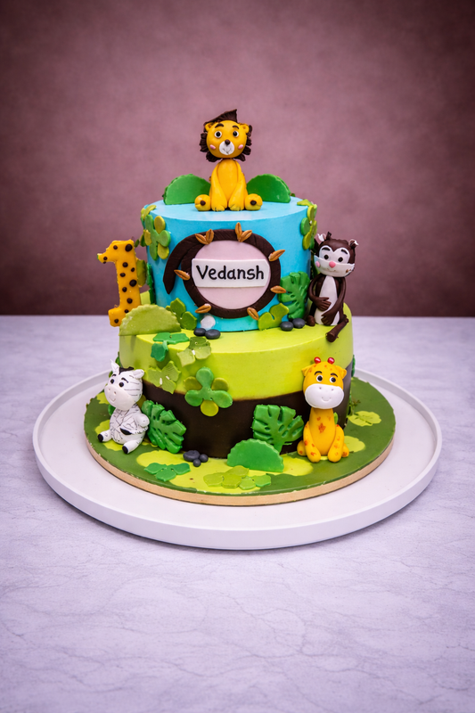Playful Jungle Safari Birthday Cake