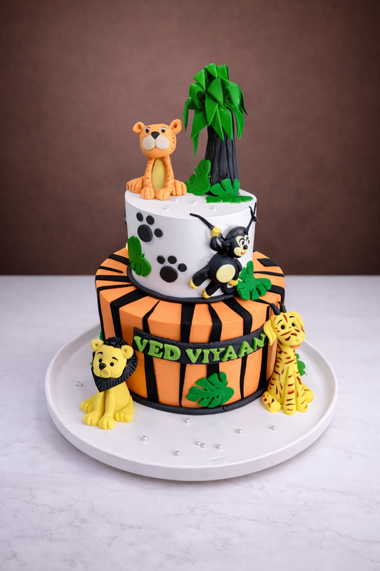 Bold Jungle Safari Theme Birthday Cake