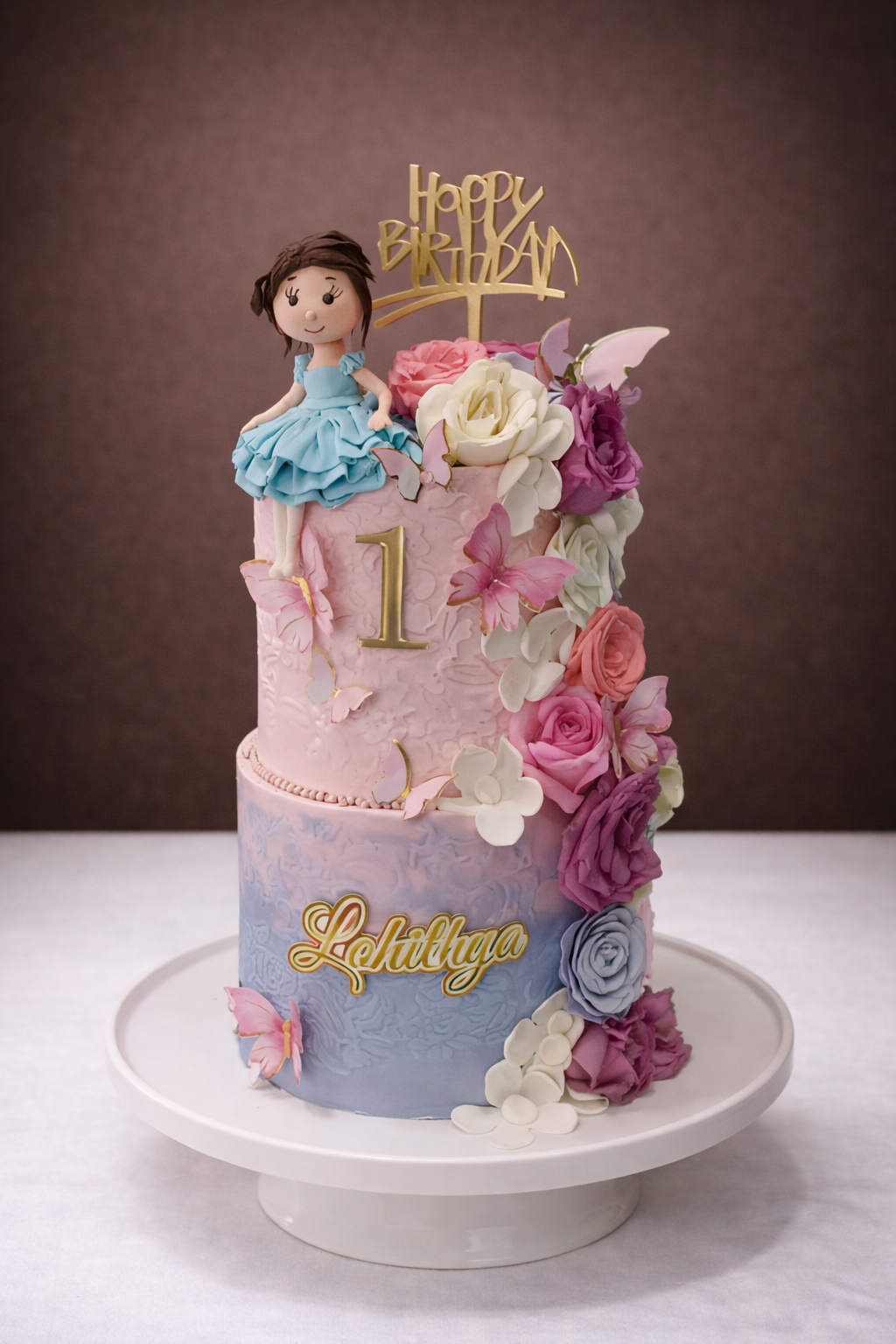 Enchanted Doll Butterfly Garden Cake