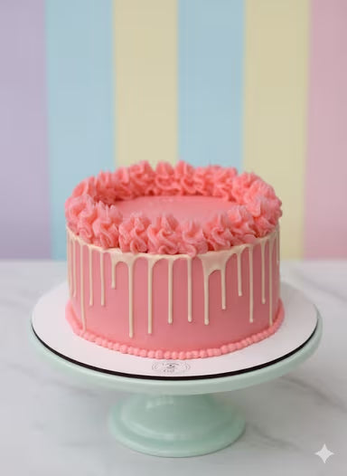 Pink Velvet Strawberry Drip Cake