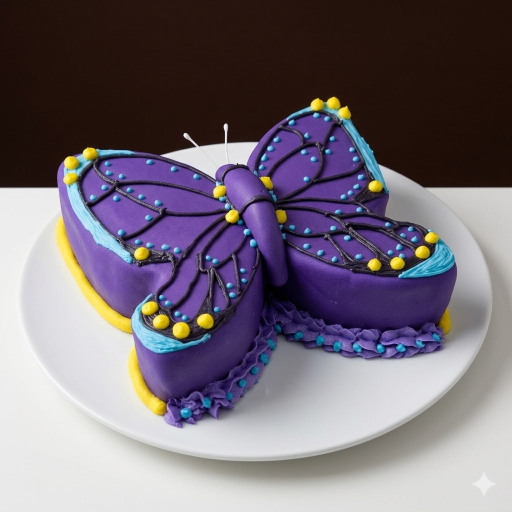 Vibrant Purple Butterfly Theme Cake
