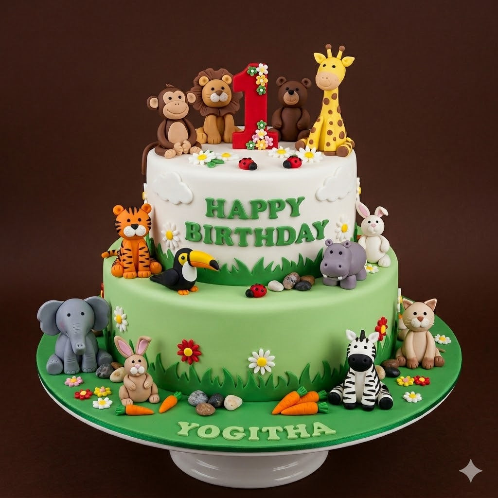 Grand Jungle Safari Birthday Cake